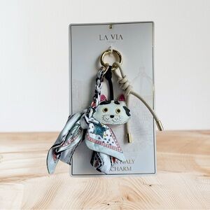 LA VIA Italy Cat Scarf Keychain Bag Charm Accessory